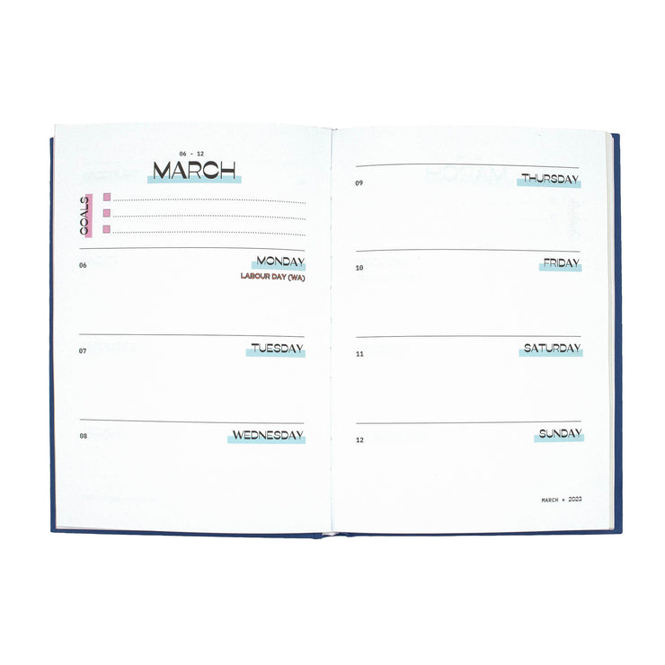 A5 2023 Diary - Weekly View BLUE